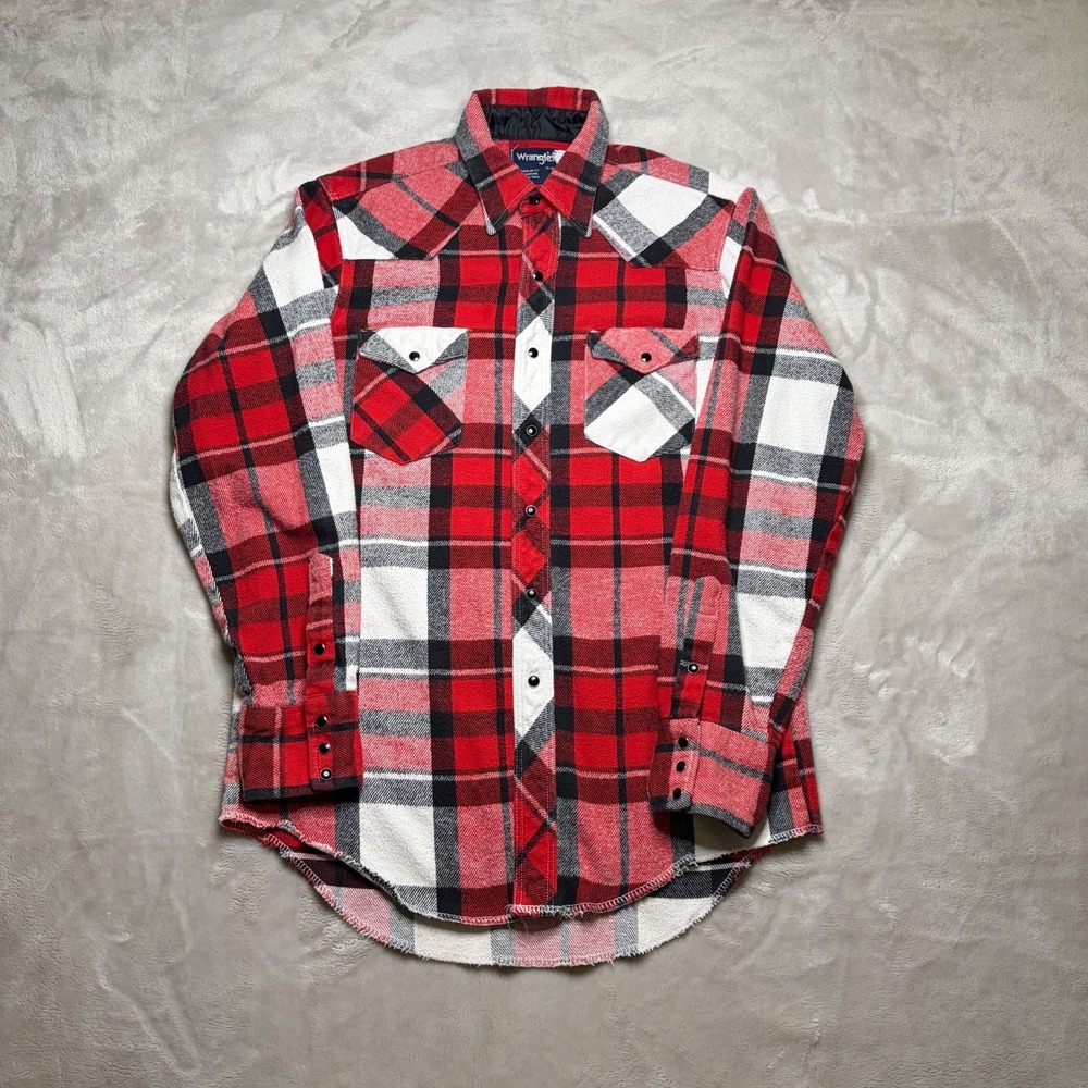 Vtg Wrangler Western Shirt Mens 16 34 Plaid Flannel Pearl Snap 90s Cowboy Rodeo